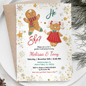 Gingerbread Winter Gold Snowflakes Gender Reveal Einladung