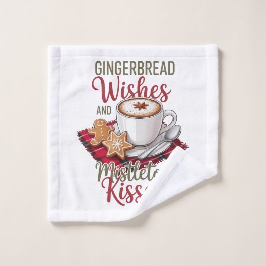 Gingerbread Wishes and Mistletoe Kisses Christmas Badhandtuch Set (Waschlappen)