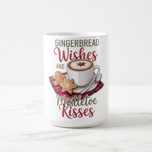 Gingerbread Wishes and Mistletoe Kisses Christmas Kaffeetasse (Mittel)