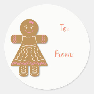 Gingerbread Woman Gift Tags Runder Aufkleber