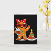 Gingerbread Women Drinking Coffee Christmas Tree C Karte (Gelbe Blume)