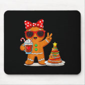 Gingerbread Women Drinking Coffee Christmas Tree C Mousepad (Vorne)