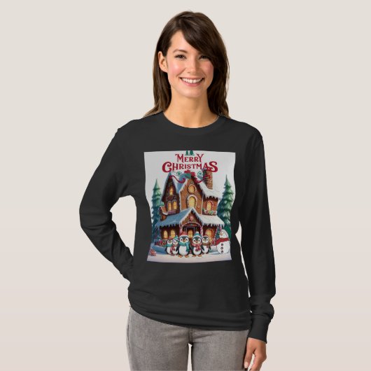 Gingerbread Wonderland mit Holiday Penguins T-Shirt (Vorne ganz)
