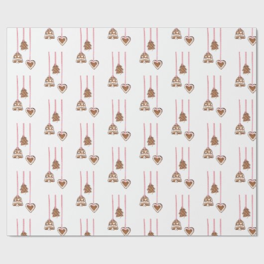 Gingerbread Xmas Ornamente Geschenkpapier (Flach)