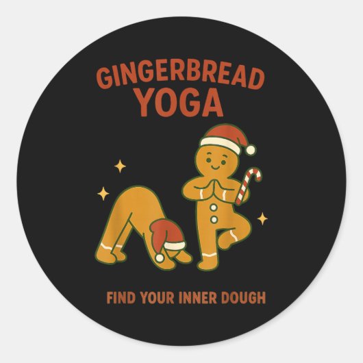 Gingerbread Yoga – Fun Holiday “find Your Inner Do Runder Aufkleber (Vorderseite)