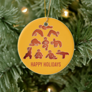 Gingerbread Yoga Holiday Keramik Ornament