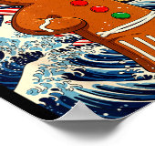 Gingerbread-zilla Vintage Japanese Art Funny Chris Poster (Ecke)