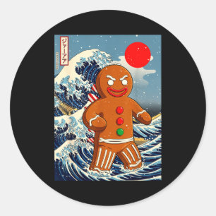 Gingerbread-zilla Vintage Japanische Kunst Lustig  Runder Aufkleber