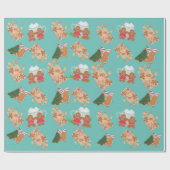 Gingerbread+ Zucker Cookie Weihnachtswrapping Papi Geschenkpapier (Flach)