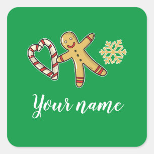Gingerbreadman-Liebe Quadratischer Aufkleber