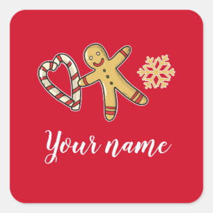 Gingerbreadman-Liebe Quadratischer Aufkleber