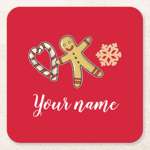 Gingerbreadman-Liebe Rechteckiger Pappuntersetzer