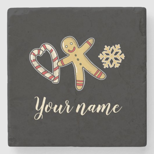 Gingerbreadman-Liebe Steinuntersetzer (Vorderseite)