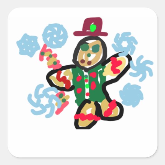 Gingerbreadmann-Tanz Quadratischer Aufkleber (Vorderseite)