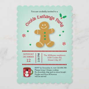 Gingerbreadn Mann-Plätzchen-Austausch-Einladung Einladung