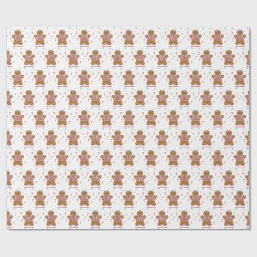 Gingerbreald und Candy Cane Wrapping Paper Geschenkpapier (Flach)