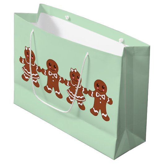 Gingerbrei Boys Girls Weihnachtsgeschenk-Tasche Große Geschenktüte (Vorderseite Schrägansicht)