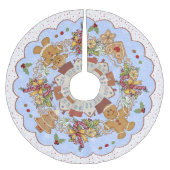 Gingerbrei Christmas Blue Treeskirt Polyester Weihnachtsbaumdecke (Vorderseite)