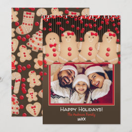 Gingerbrei Cookie Familienweihnachtsfest Foto Einladung