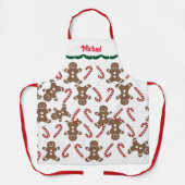 Gingerbrei Cookies Candy Cane Koch Name Weihnachte Schürze (Vorderseite)