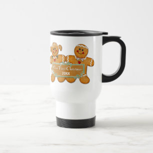 Gingerbrei Couple First Christmas Reisebecher