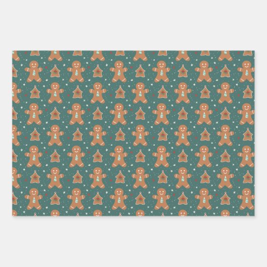Gingerbrei Delight Wrapping Paper Geschenkpapier Set (Vorderseite)