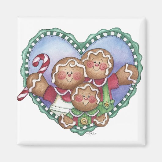 Gingerbrei Family Heart Magnet (Vorne)