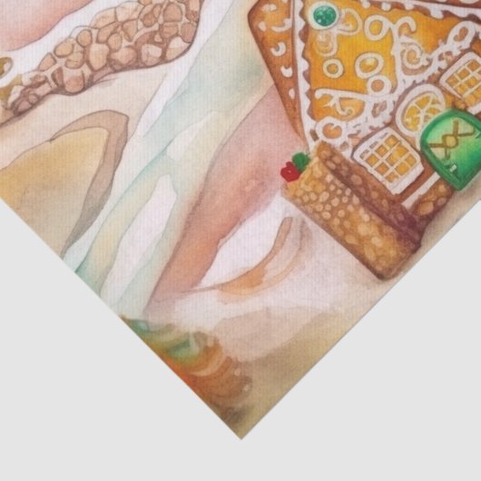 Gingerbrei-Gebirgshäuser Weihnachtszettel Seidenpapier (Detail)