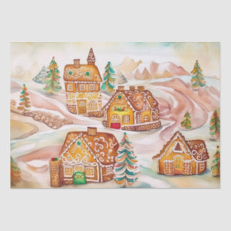 Gingerbrei-Gebirgshäuser Weihnachtszettel Seidenpapier