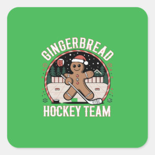 Gingerbrei Hockey Team Digital Art Design Quadratischer Aufkleber