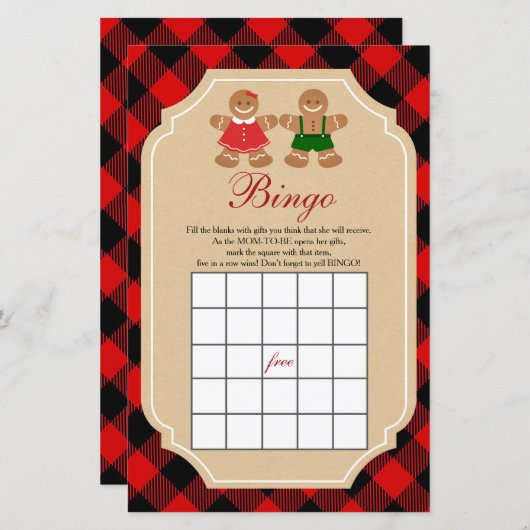 Gingerbrei Holiday Gender Reveal Bingo Games (Vorne/Hinten)