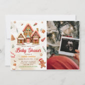 Gingerbrei House Christmas Baby Shower Foto Einladung (Vorderseite)