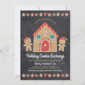 Gingerbrei House Christmas Cookie Exchange Party Einladung (Vorderseite)