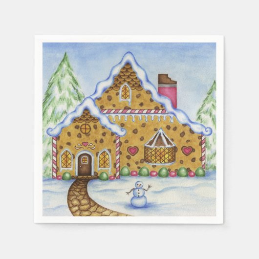 Gingerbrei House Christmas Party Holiday Napkins Serviette (Vorderseite)