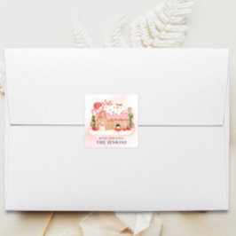 Gingerbrei House Weihnachtsfest Gastgeschenk Quadratischer Aufkleber