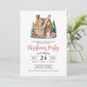 Gingerbrei House Weihnachtsfest Party Einladung (Stehend Vorderseite)