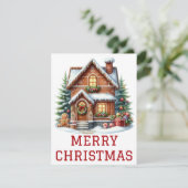 Gingerbrei House Weihnachtskarte Feiertagskarte (Stehend Vorderseite)