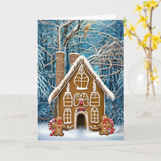 Gingerbrei House Weihnachtskarte Karte (Gelbe Blume)