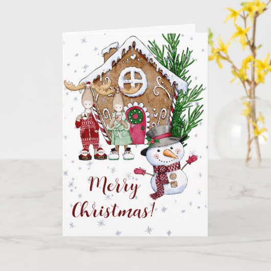 Gingerbrei House Weihnachtskarte Karte (Gelbe Blume)