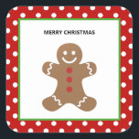 Gingerbrei Man Christmas Personalisiert Quadratischer Aufkleber<br><div class="desc">Gingerbread Mann Weihnachten Personalisierte Stickers.</div>