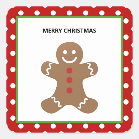 Gingerbrei Man Christmas Personalisiert Quadratischer Aufkleber (Vorderseite)