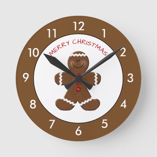 Gingerbrei Man Christmas Personalisiert Runde Wanduhr (Vorderseite)