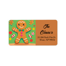 Gingerbrei Man Christmas Return Address Label