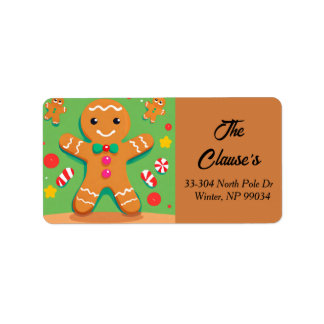 Gingerbrei Man Christmas Return Address Label Adressaufkleber