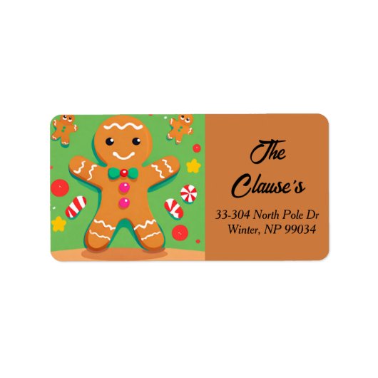 Gingerbrei Man Christmas Return Address Label Adressaufkleber (Vorne)