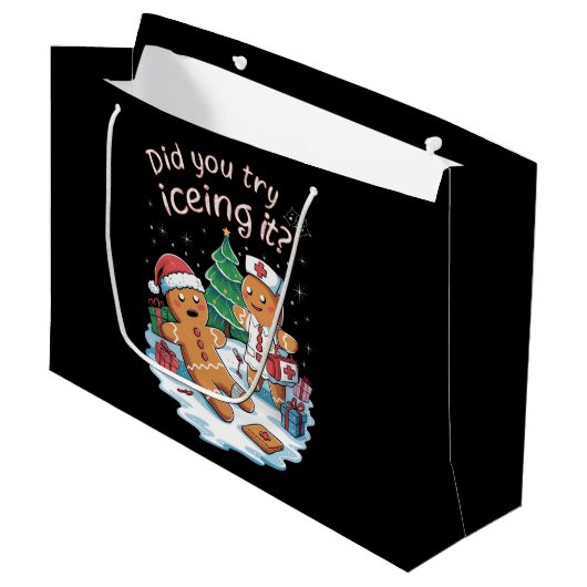 Gingerbrei Man Cookie Ugly Sweater Oh Snap Xmas Große Geschenktüte (Vorderseite Schrägansicht)