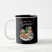 Gingerbrei Man Cookie Ugly Sweater Oh Snap Xmas Zweifarbige Tasse (Links)