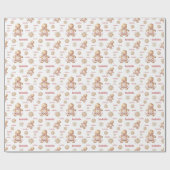 Gingerbrei Man Girl Pink Name Text Weihnachten Geschenkpapier (Flach)