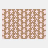 Gingerbrei Man House Weihnachtsschneeflocken Brown Geschenkpapier Set (Vorderseite)