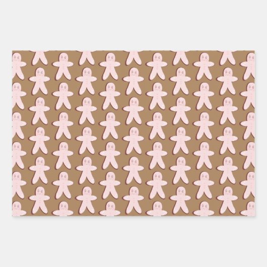 Gingerbrei Man House Weihnachtsschneeflocken Brown Geschenkpapier Set (Vorderseite)